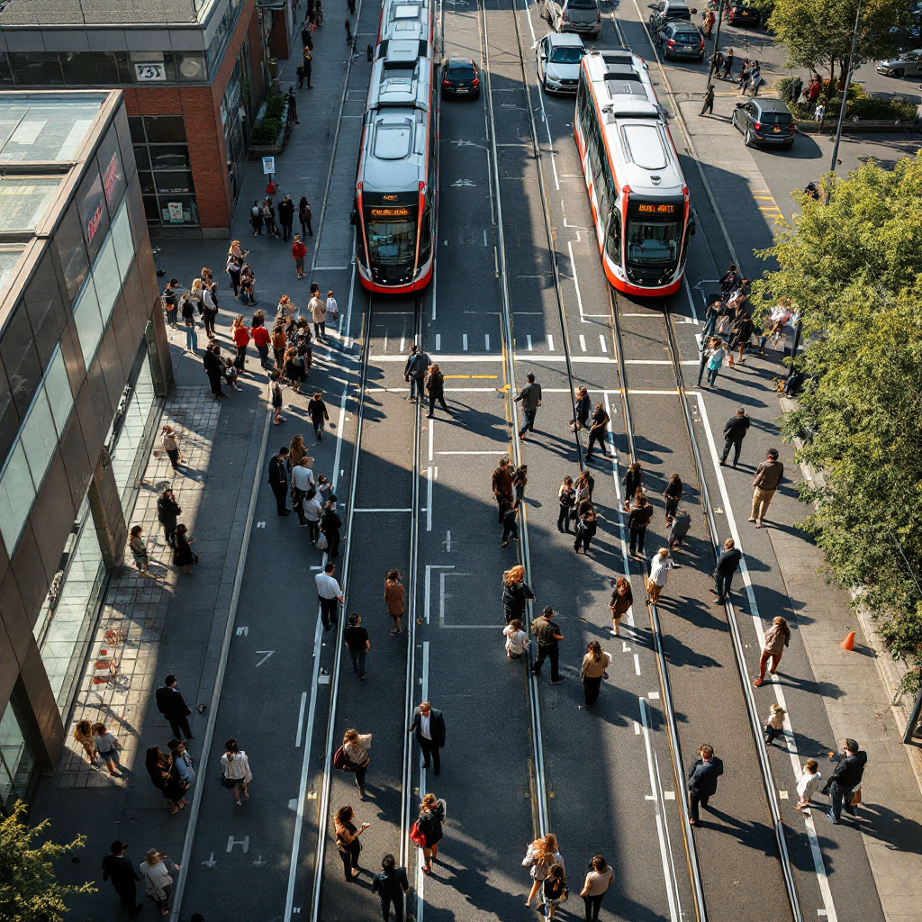 Real-time tram platform passenger flow analytics