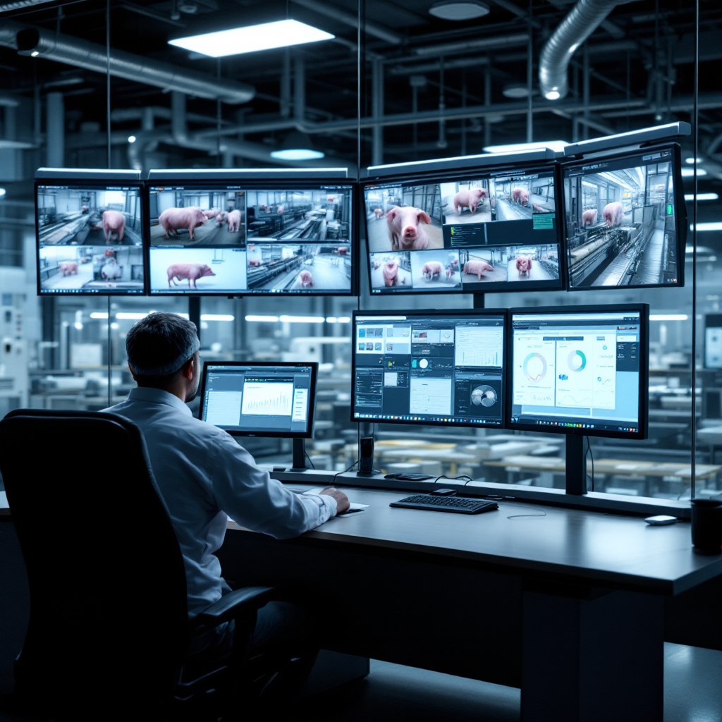 AI compliance monitoring for animal stunning/bleeding zones