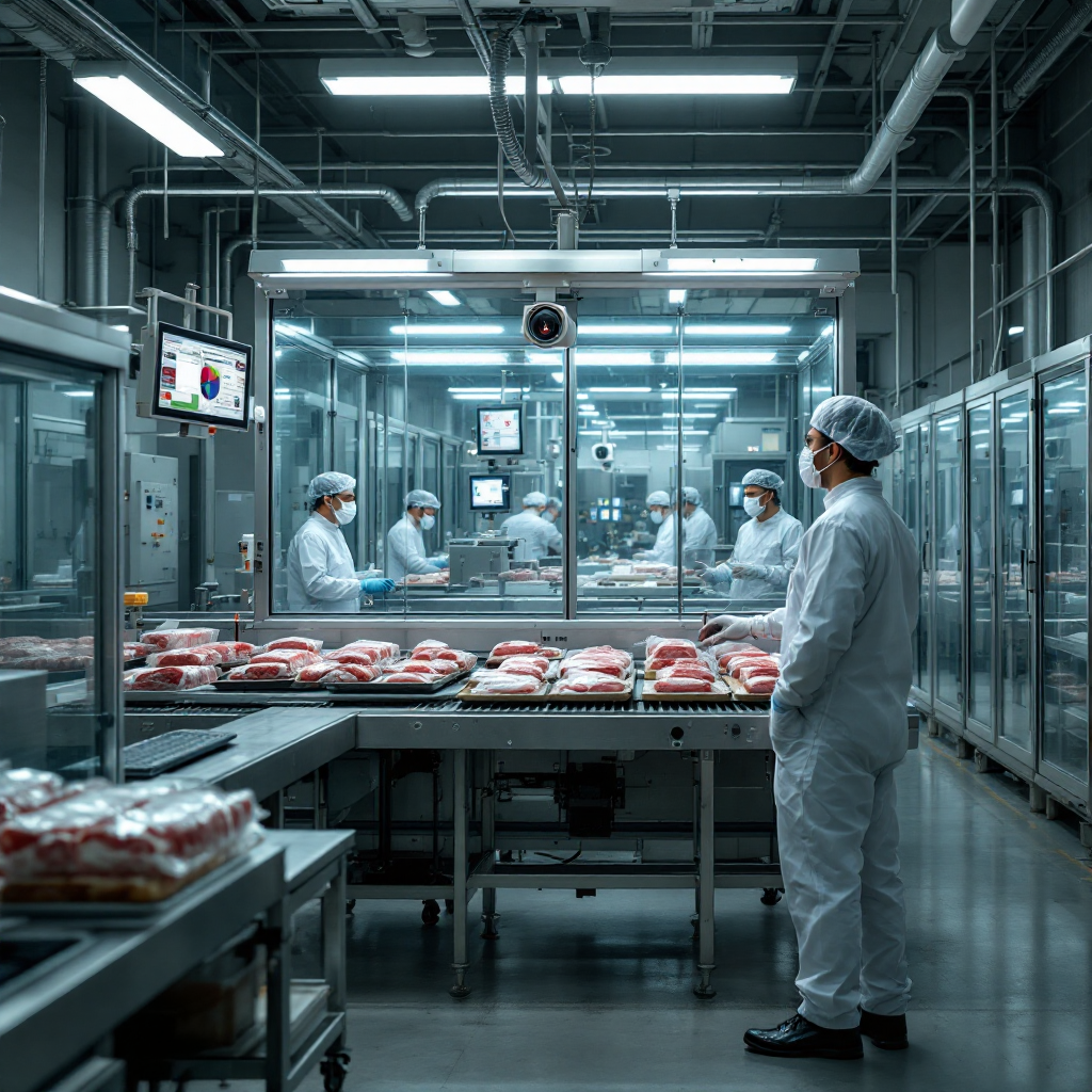 AI video analytics for butchery and cutting lines