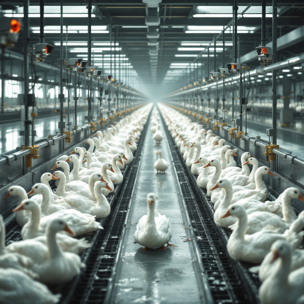 Análisis de vídeo con IA para mataderos de patos y ocas